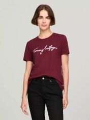 Акція на Футболка бавовняна жіноча Tommy Hilfiger 2778238862XL Бордова від Rozetka
