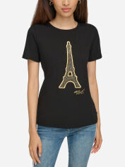 Акція на Футболка бавовняна жіноча Karl Lagerfeld 571240357 XL Чорна від Rozetka