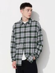 Акція на Сорочка бавовняна тепла чоловіча Uniqlo 343095056 S Сіра картата від Rozetka