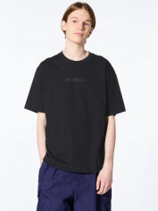 Акція на Футболка бавовняна довга чоловіча Uniqlo 579380077 2XL Чорна з принтом від Rozetka
