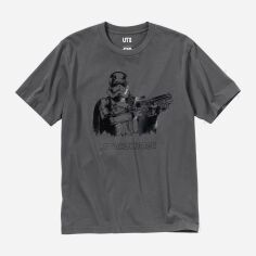 Акція на Футболка бавовняна довга чоловіча Uniqlo 636912935 XS Сіра з принтом від Rozetka