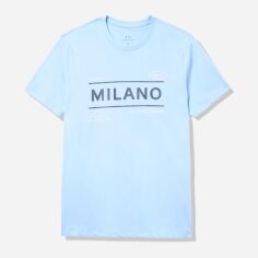 Акція на Футболка бавовняна довга чоловіча Armani Exchange 540840098 2XL Блакитна від Rozetka