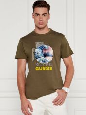 Акція на Футболка бавовняна довга чоловіча Guess 254340118 S Зелена від Rozetka