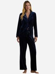 Акція на Піжама (сорочка + штани) жіноча утеплена велюрова Ralph Lauren 184162600 XL Синя від Rozetka