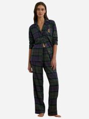 Акція на Піжама (сорочка + штани) жіноча бавовняна Ralph Lauren 882194600 L Зелена від Rozetka