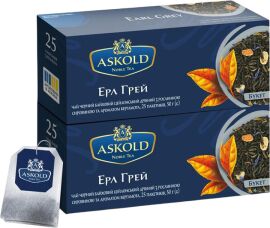 Акція на Упаковка чорного чаю Askold Noble tea Ерл Грей з Рослинною сировиною та Ароматом бергамота 25 пакетиків по 2 г х 2 пачки від Rozetka