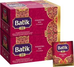 Акція на Упаковка чаю Batik GOLD Рубінова Ніч з Каркаде та Ароматами малини і вишні 25 конвертів по 2 г х 2 пачки від Rozetka