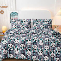 Акція на Подростковое постельное белье Panda Smile SoundSleep бязь серый Подростковый комплект від Podushka
