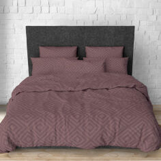 Акція на Комплект постельного белья Rhomb Brown SoundSleep бязь Двуспальный евро комплект від Podushka
