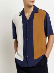 Акція на Сорочка літня чоловіча River Island XAZ428871WZNO M Синя-біла-коричнева від Rozetka