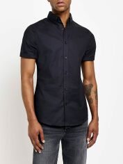 Акція на Сорочка бавовняна літня чоловіча River Island XAZ428811AOQK S Темно-синя від Rozetka