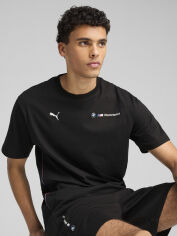 Акція на Футболка бавовняна довга чоловіча Puma Bmw Mms Ess+ Logo Tee 63251601 L Black з принтом від Rozetka