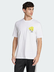 Акція на Футболка бавовняна довга чоловіча Adidas M L Sl Lemon T JJ3959 M White з принтом від Rozetka