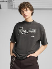 Акція на Футболка бавовняна довга чоловіча Puma Sportswear 63013601 XL Black з принтом від Rozetka