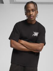 Акція на Футболка бавовняна довга чоловіча Puma Jaws 63049301 XL Black з принтом від Rozetka