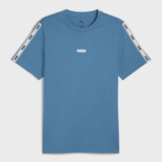 Акція на Футболка бавовняна довга чоловіча Puma Essentials Tape 68858917 2XL Deep Dive від Rozetka