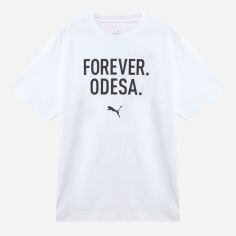 Акція на Футболка бавовняна довга чоловіча Puma Forever Odesa 69009601 XS White з принтом від Rozetka