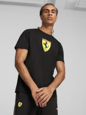 Акція на Футболка бавовняна довга чоловіча Puma Ferrari Race 62380501 S Black з принтом від Rozetka