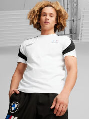 Акція на Футболка бавовняна довга чоловіча Puma Bmw M Motorsport 62414102 2XL White з принтом від Rozetka