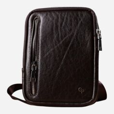 Акція на Сумка слінг через плече чоловіча з натуральної шкіри Grande Pelle leather-22880 Коричнева від Rozetka