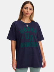 Акція на Футболка оверсайз довга жіноча Under Armour Ua Hwt Os Collegiate Ss 1389749-410 XL Синя від Rozetka