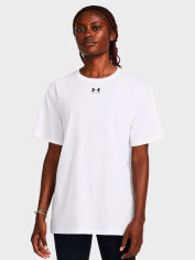 Акція на Футболка оверсайз довга жіноча Under Armour Campus Oversize Ss 1387193-100 S Біла від Rozetka