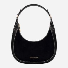 Акція на Сумка багет сідло жіноча з натуральної шкіри середня Michael Kors Preston 30T4G0PL5S-001 Чорна від Rozetka