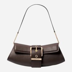 Акція на Сумка багет сідло жіноча  з натуральної шкіри середня Michael Kors Colby 30F4GBAC1L-001 Чорна від Rozetka
