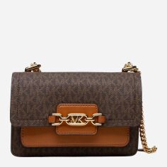 Акція на Сумка крос-боді через плече жіноча маленька Michael Kors Heather 32S2G7HC0B-252 Коричнева від Rozetka