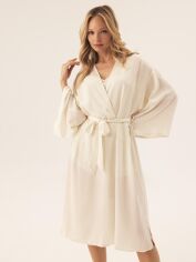 Акція на Халат жіночий атласний великого розміру Esotiq Rhone 42656-01X L/XL Кремовий від Rozetka