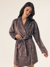 Акція на Халат жіночий великого розміру осінній Esotiq Rhea 42408-90X L/XL Сірий від Rozetka