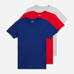 Акція на Набір футболок бавовняних довгих чоловічих Ralph Lauren 676142359 XL 3 шт Синій/Червоний/Світло-сірий від Rozetka
