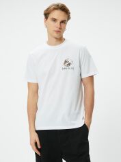 Акція на Футболка бавовняна довга чоловіча Koton 4SAM10351HK000 XL Біла з принтом від Rozetka