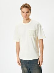 Акція на Футболка бавовняна довга чоловіча Koton 4SAM10231HK010 XL Молочна від Rozetka