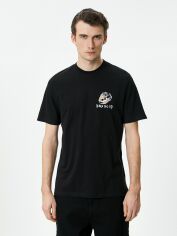 Акція на Футболка бавовняна довга чоловіча Koton 4SAM10351HK999 XL Чорна з принтом від Rozetka
