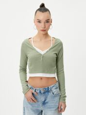 Акція на Топ жіночий Koton 4SAL10401IK854 L Хакі від Rozetka