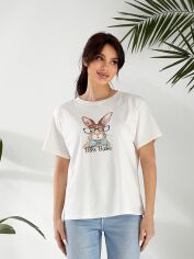 Акція на Футболка бавовняна жіноча ELFBERG Rabbit 778 42-46 Біла від Rozetka