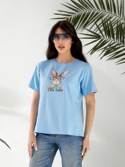 Акція на Футболка бавовняна жіноча ELFBERG Rabbit 778 42-46 Блакитна від Rozetka