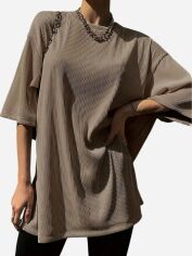 Акція на Футболка жіноча SHEIN GD-00155301 XL Коричнева від Rozetka