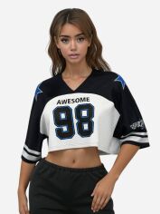 Акція на Футболка жіноча SHEIN GD-00132951 L Чорно-біла від Rozetka