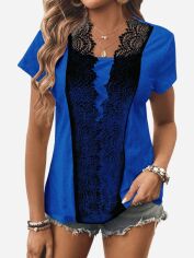 Акція на Футболка жіноча SHEIN GD-00147853 XL Синя від Rozetka