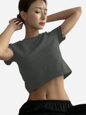 Акція на Футболка жіноча SHEIN GD-00155879 XL Темно-сіра від Rozetka