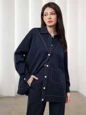 Акція на Сорочка жіноча SHEIN GD-00111437 L Темно-синя від Rozetka