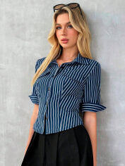 Акція на Сорочка жіноча SHEIN GD-00133899 S Темно-синя від Rozetka