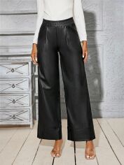 Акція на Штани зі штучної шкіри жіночі SHEIN GD-00108944 30 Чорні від Rozetka