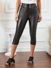Акція на Капрі зі штучної шкіри жіночі SHEIN GD-00108978 27 Чорні від Rozetka