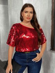 Акція на Блуза жіноча SHEIN GD-00137318 XL Червона від Rozetka