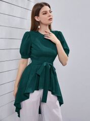 Акція на Блуза жіноча SHEIN GD-00145507 M Темно-зелена від Rozetka