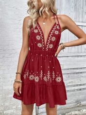 Акція на Сукня коротка літня жіноча SHEIN GD-00147807 S Бордова від Rozetka