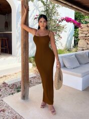 Акція на Сукня довга літня жіноча SHEIN GD-00149694 XS Коричнева від Rozetka